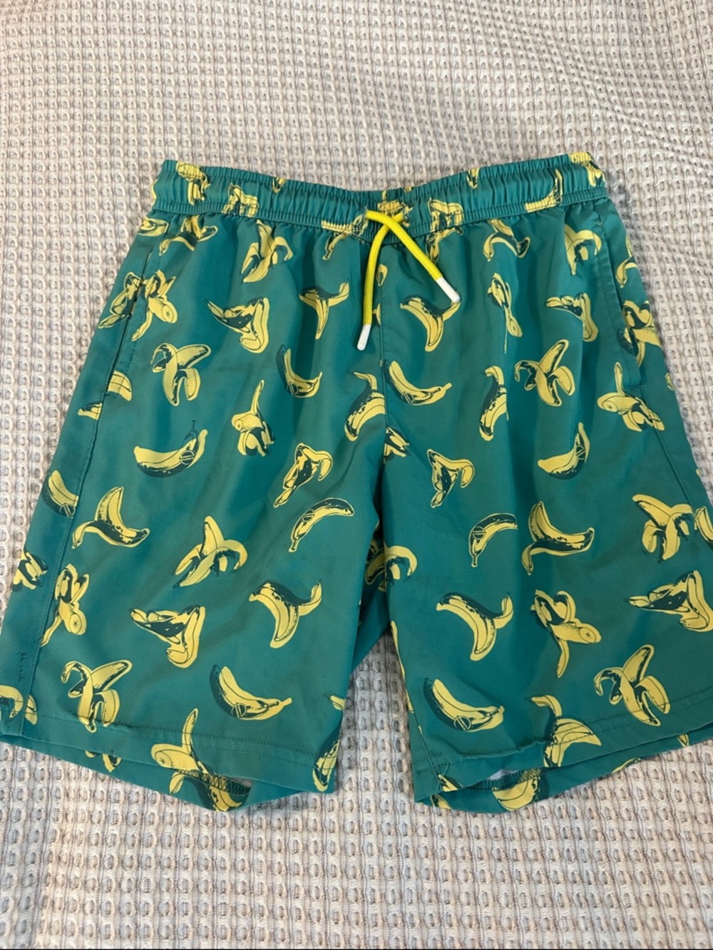 Maamgic Banana Print Swim Trunks in Teal & Yellow